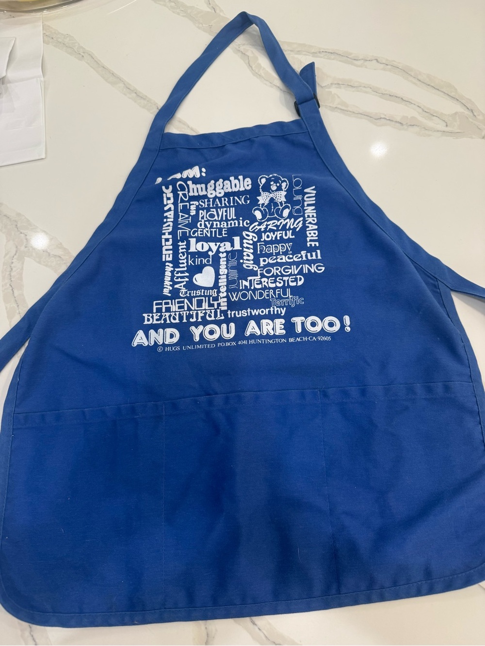 Royal Blue Apron with White Positive Word-Art